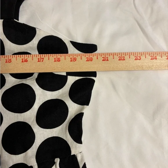 Who What Wear XL Black White Polka Dot Linen Blend Midi Dress - Picture 4 of 7
